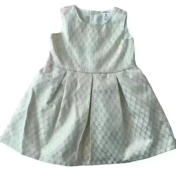 NWOT Carter’s Baby Girl Fancy Formal Dress Ivory Gold Floral 9 Months - Picture 1 of 8